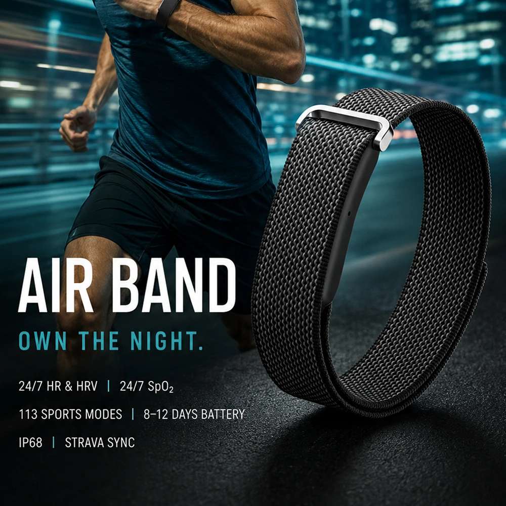 New Screenless Smart Band With Heart Rate Sleep SpO2 Blood Pressure Health Monitoring 1ATM Light Fitness Sport Smart Bracelet