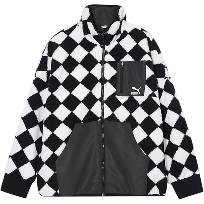 Puma genuino sport da uomo e da donna stile scacchiera alla moda e casual caldo colletto rialzato giacca con cerniera 621891-01