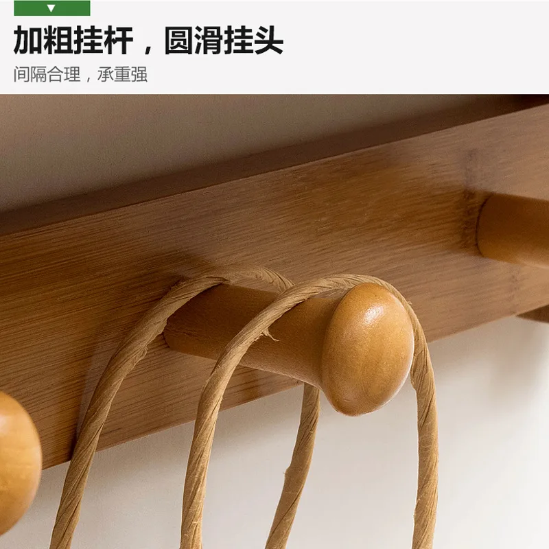 Wall Hanging Simple Coat Rack Children Bamboo Shelf Creative Bedroom Hanger Solid Wood Clothes Hat Rack Perchero Home Decor