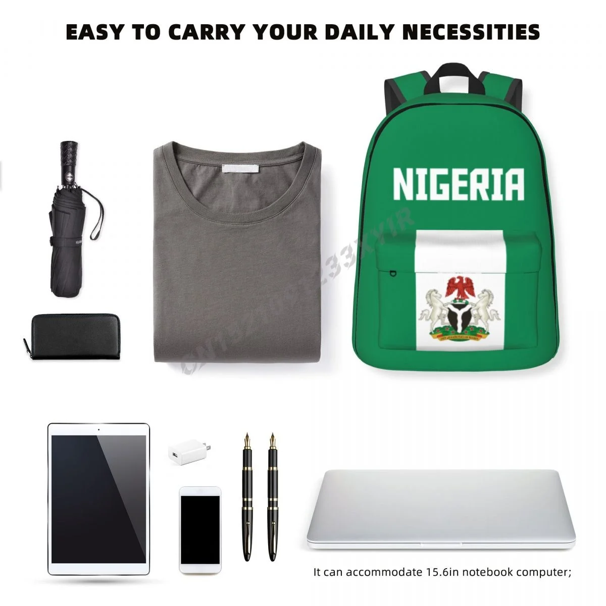 Unisex Backpack Nigeria Flag Nigerian Stitch Schoolbag Messenger Bag Case Laptop Travel Bag Mochila Gift