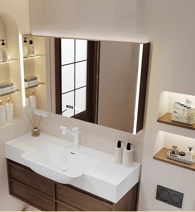 All-in-one large basin bathroom cabinet bathroom wash basin combination hand wash basin