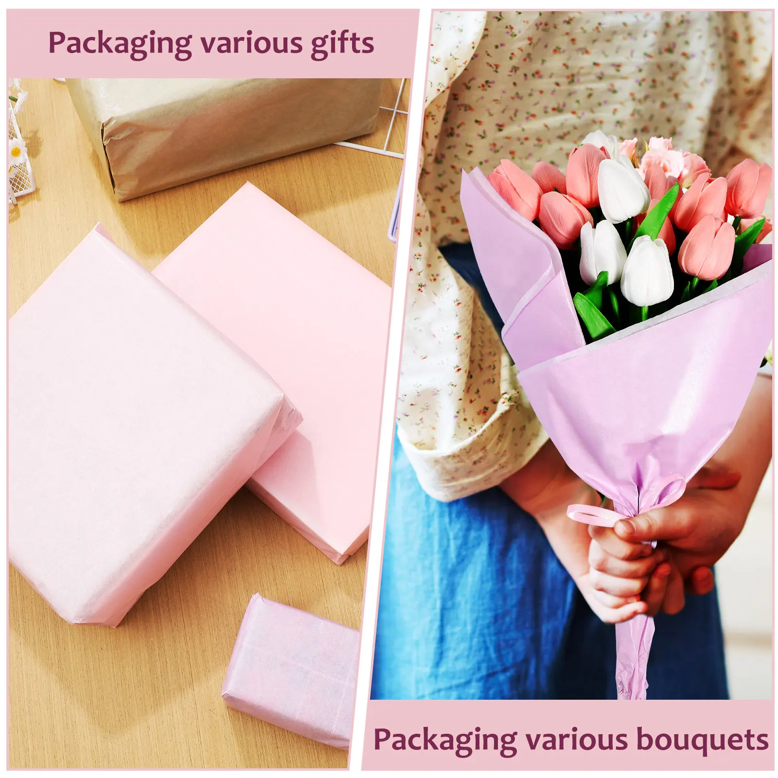 

80 листов утолщенной подарочной бумаги пастельных тонов, элегантная упаковочная бумага для подарков, букетов, поделок, упаковки цветов