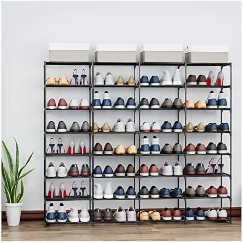 

high-quality Shoe Rack Large Capacity 4 Rows 8 Tier 56-64 Pairs Shoes Boots Storage Metal Shoe Organizer Household Family