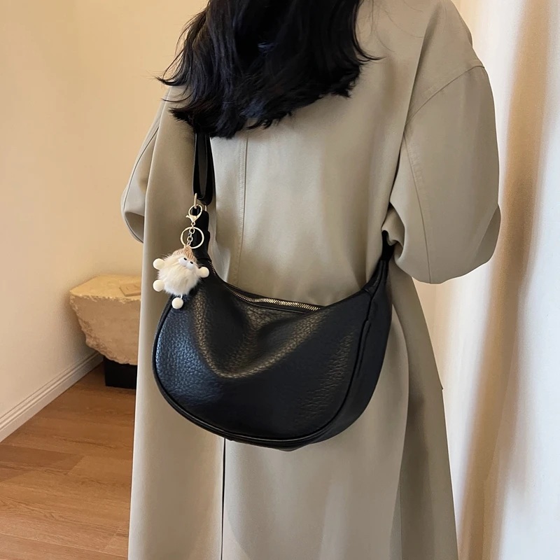 Brown Coffee Black Crossbody Bag For Women Solid Color Pu Leather Handbag Casual Travel Bag Designer Hobo Messenger Bag Female