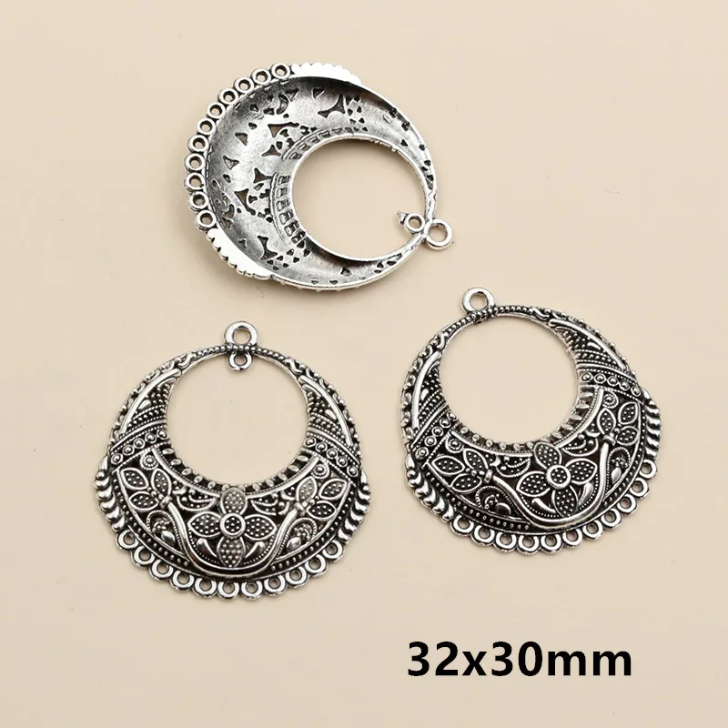 10pcs Antique Silver Plated Boho Vintage Bohemian Connector Charms Pendant DIY Necklace Bracelet Jewelry Making Accessories