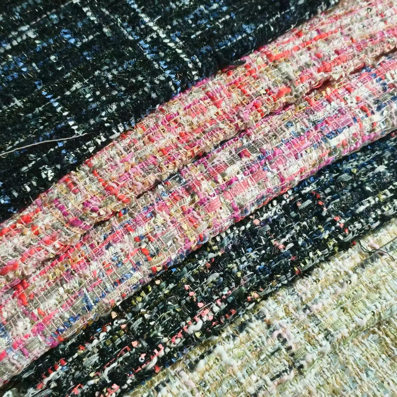 

Tweed Sequin Fancy Yarn Designer Fabric Fabric Cloth Women's Coat Vest Bag Shoes Material Hat Woolen Cloth