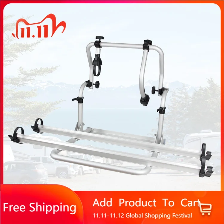 

STLF Silver CB50-v Screw Installation All Aluminum Alloy Mobile Home RV Folding Back Bike Rack Use for Two Bikes Use Motorhome