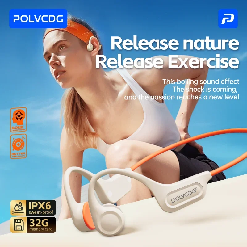 POLVCDG Bone Conduction 32G Ear Hook Bluetooth Earphone IPX5 Waterproof sports Running Cycling Wireless Bluetooth headset-x15