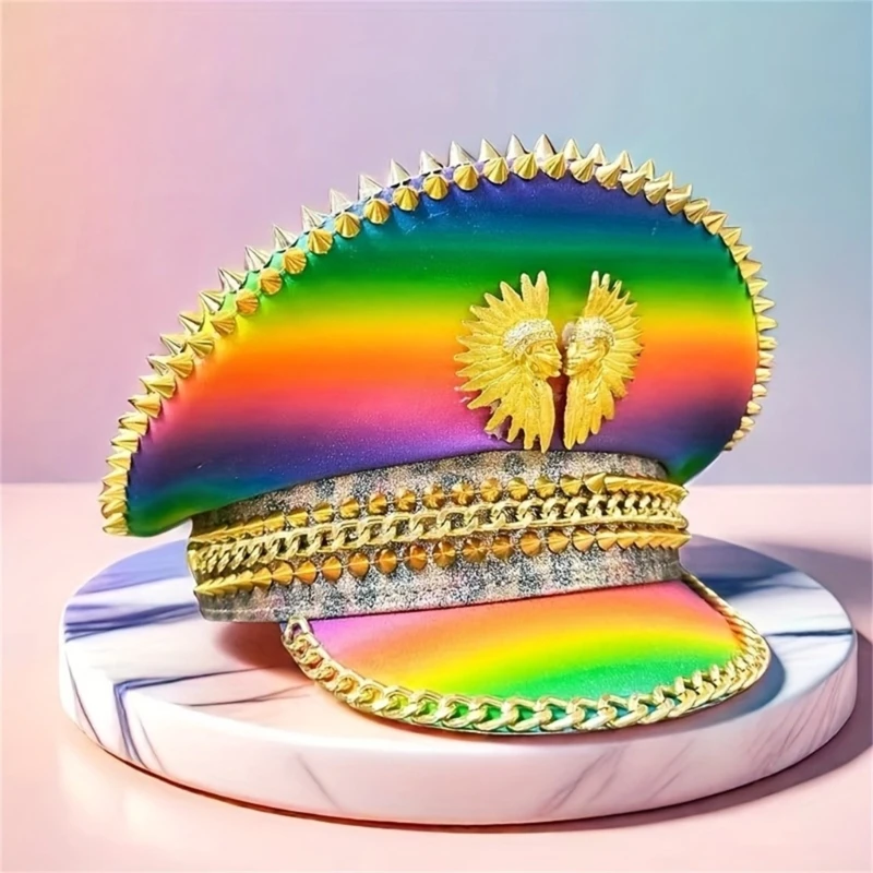  Breathable Oversized Cap For Men And Women Unique Badge Rivet And Rainbow Pattern Ensuring Comfort And Styles
