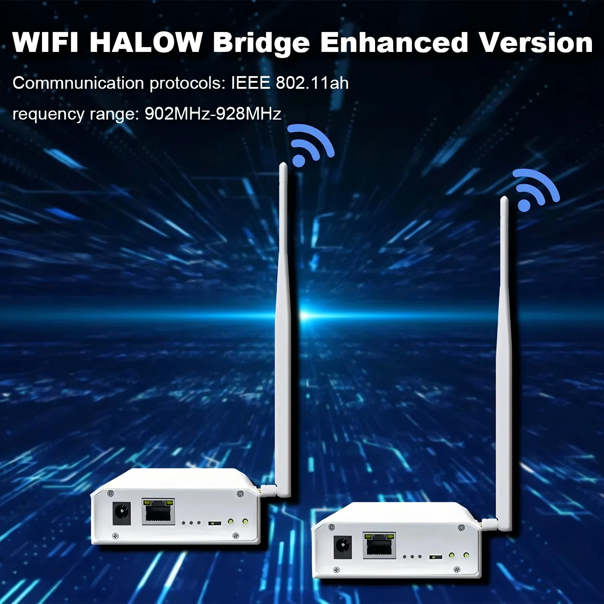 Anjielo ใหม่ Wifi Halow Wireless Bridge รุ่นปรับปรุงสําหรับการส่งสัญญาณระยะไกล 3 กม. ความเร็วที่เร็วขึ้นและการเจาะที่แข็งแกร่งขึ้น