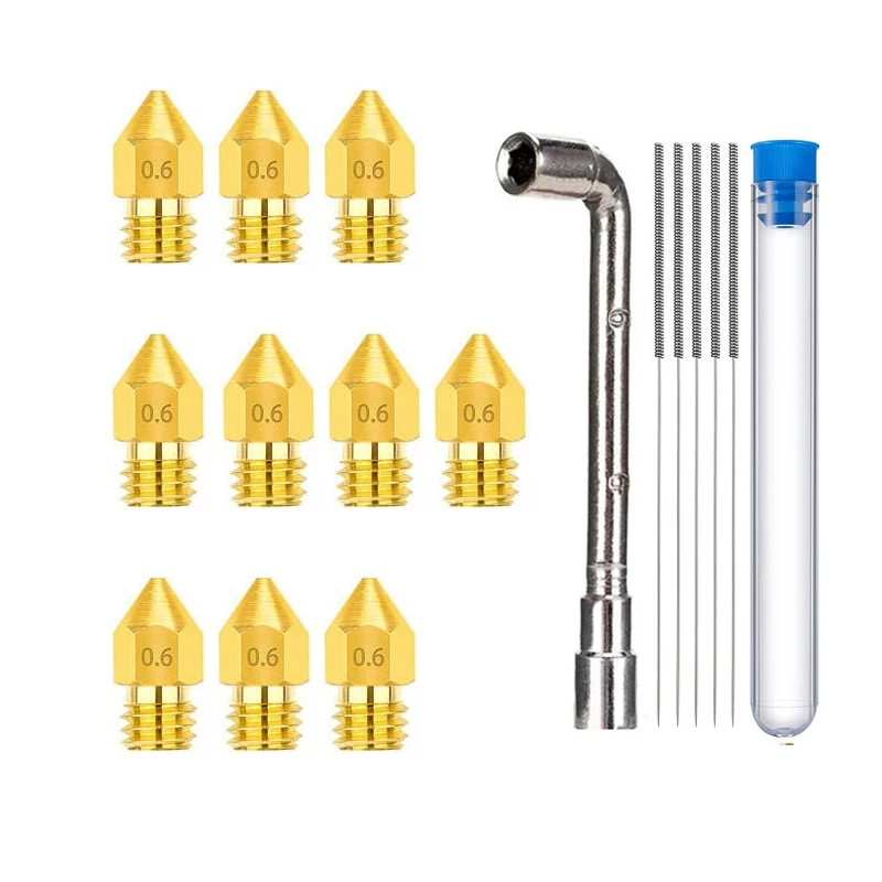 

Комплект насадок MK8 16 шт. для насадок Ender 3 V2/5, CR-10, 0,4 мм 0,6 мм с инструментами | Комплект для обслуживания деталей 3D-принтера