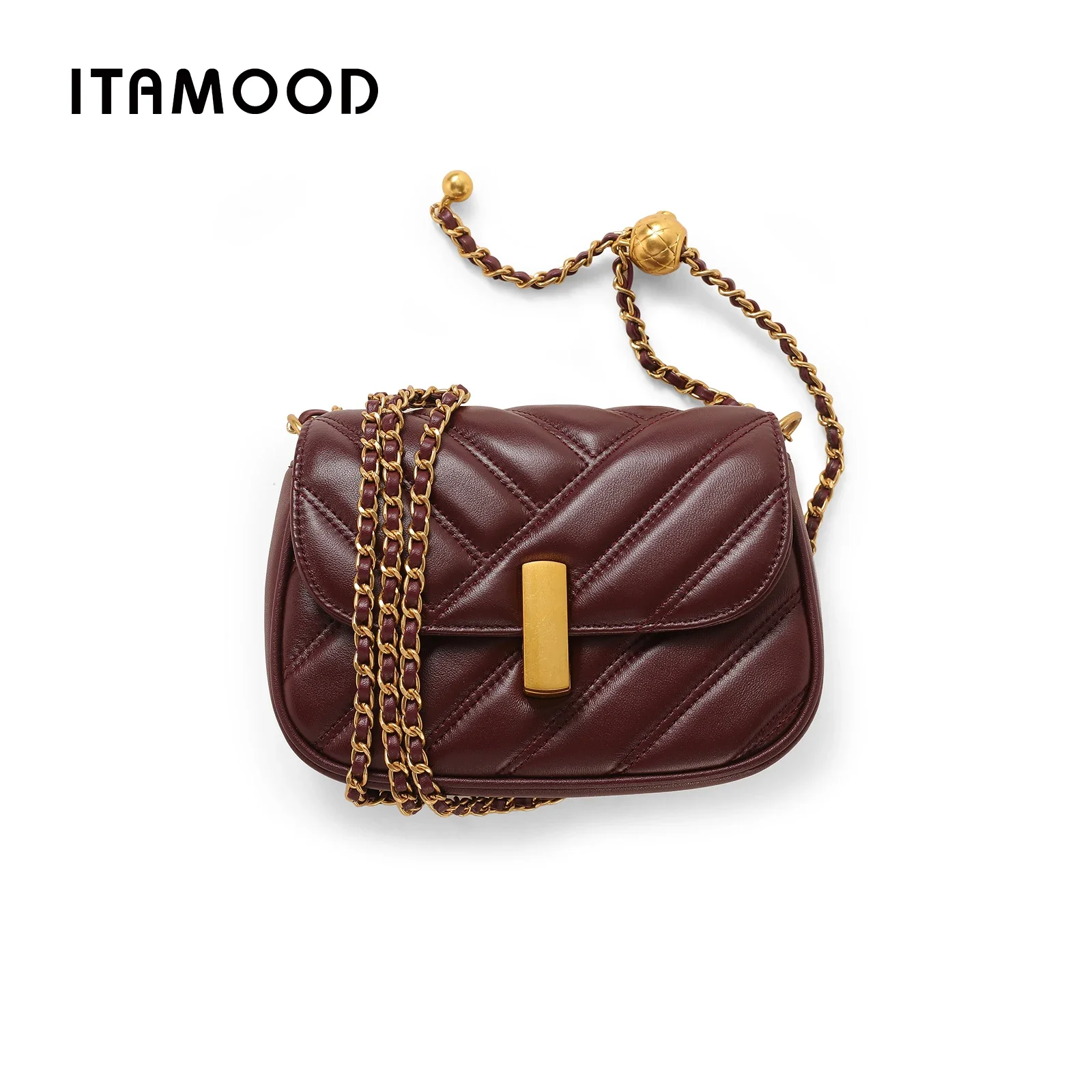 ITAMOOD Leather Quilted Shoulder Bag, Chain Shoulder Handbag, Luxury Stripe Crossbody Bag