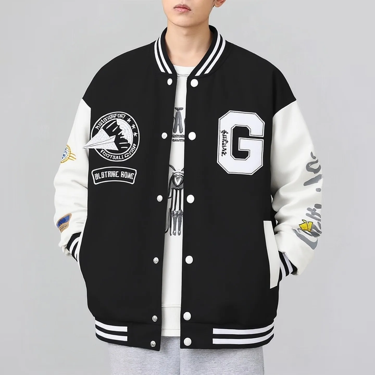 

Американская ретро-бейсбольная куртка свободного кроя с цветными блоками и буквенным принтом, в стиле преппи, модная верхняя одежда для пар, весна-осень