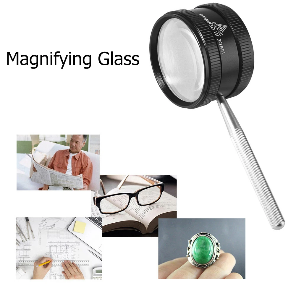 Handheld Optical Lens Magnifying Glass 35x50 Jewelry Appraisal Monocle Magnifier