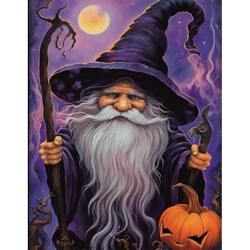 AB Diamond Diamond Painting Old Halloween Wizard Embroidery Kit Wall Decoration Hanging Painting