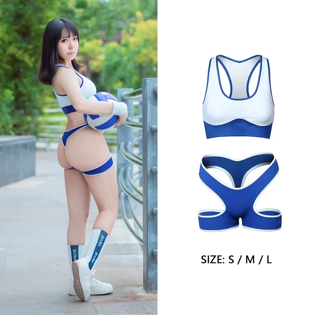 Japanese High School Student Gymnastics Suit Cosplay Sportwear Gym Clothes JK Girl Uniform Hollow Out Sport Swimsuit Bikini Set