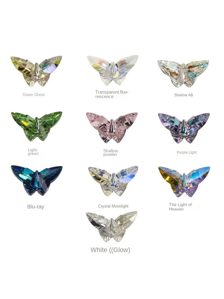 42Pcs 3D Crystal Butterfly Knight Nail Charms - Ultra Sparkle Aurora Rhinestones for Fantasy Manicures DIY