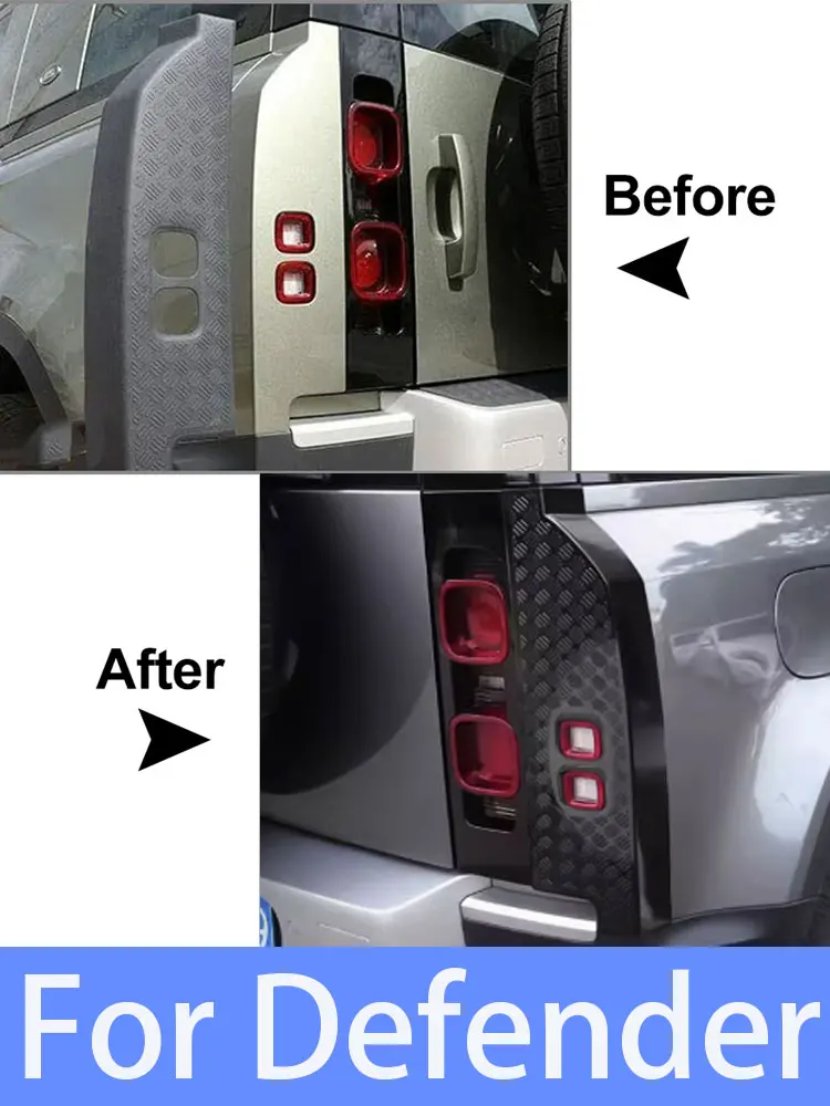 for Land Rover Defender 90, 110, 130 car accessories, rear tail light protection panel, rear bumper scratch protection decorativ