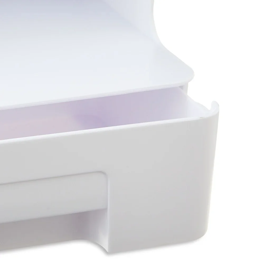 حل تخزين بلاستيكي لتنظيم سطح المكتب باللون الأبيض مع درج للوازم المدرسية والمكتبية والحرف اليدوية المتينة والموفرة للمساحة