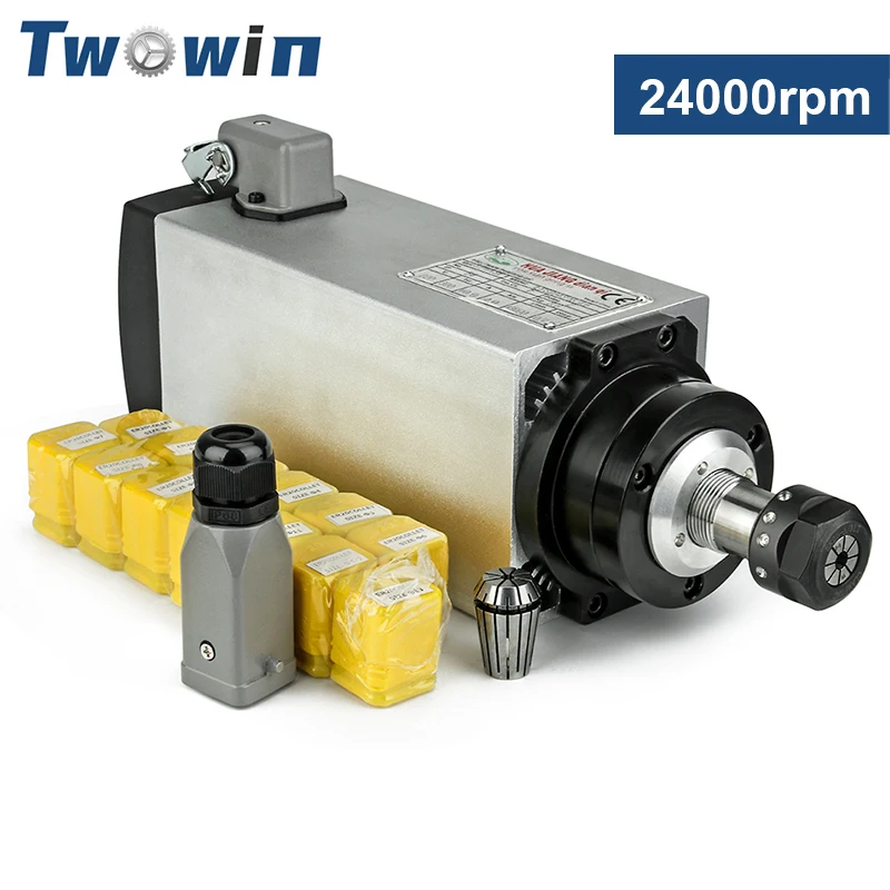 TWOWIN 2.2KW Air Cooling CNC Spindle Motor 24000rpm ER20 Collet 220V 6A 400Hz Motor for Milling Engraving Machine Router