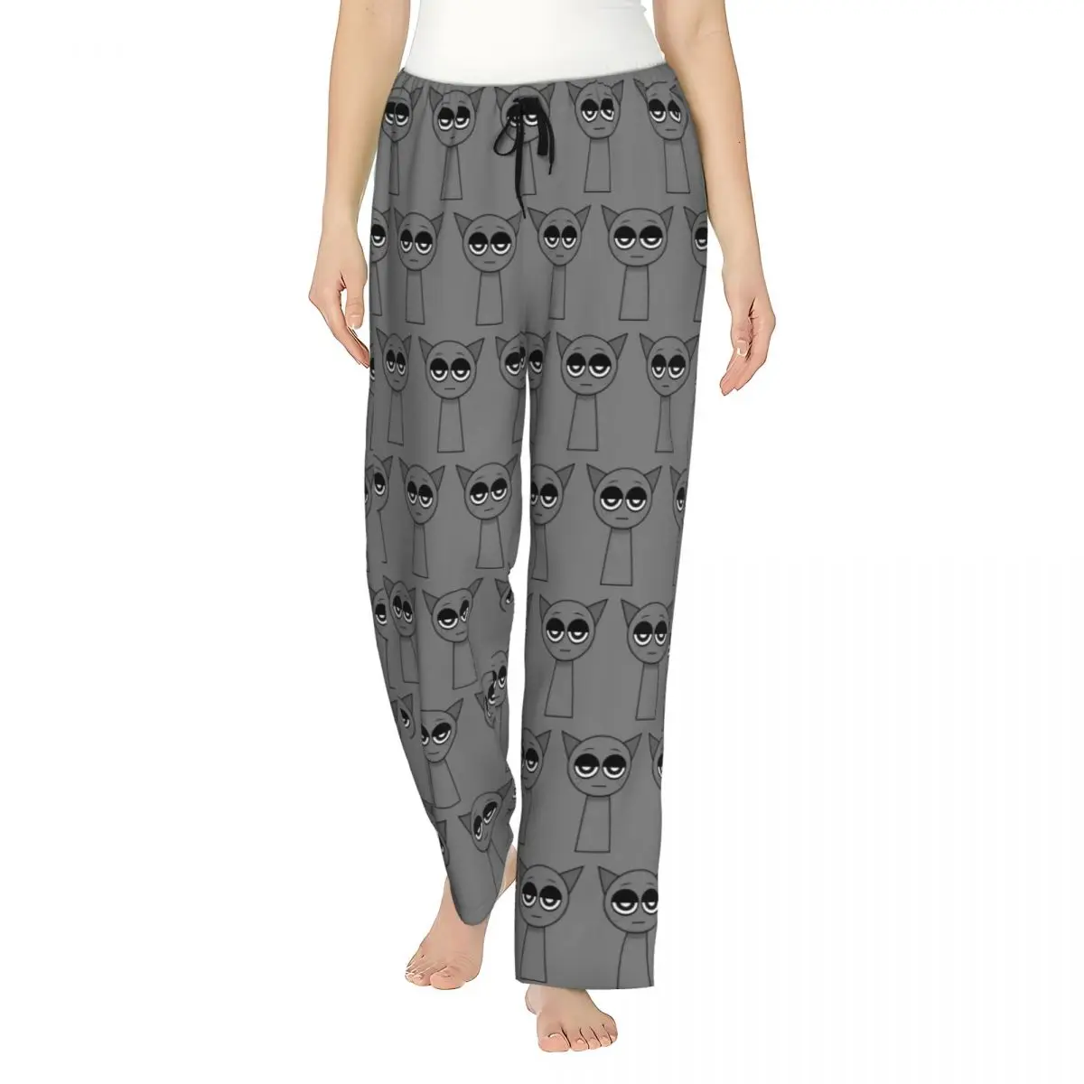 Girl's Pyjama Pants Sprunki Gray Lounge Pants Loose Fit Game Pj Bottoms Dorm