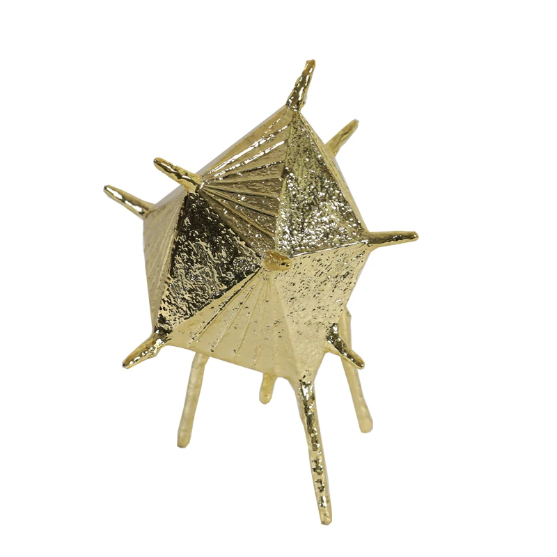 

Abstract Gold Geometric Ornaments Metal Handicraft Golden Stone Sculpture Decorative Figurines Home Decoration