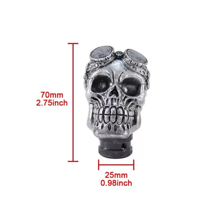 Skull MT Car Stick Shifter Handle, Gear Shift Knob Small Teeth Devil Skeleton Style Fit Most Manual Automatic Transmissions
