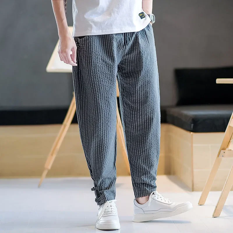 GELITAYIN, pantalones cortos de verano finos de algodón y lino a rayas para hombre, pantalones cortos de talla grande, nueva tendencia, Barato, moda Xxxl, liebre informal para hombre