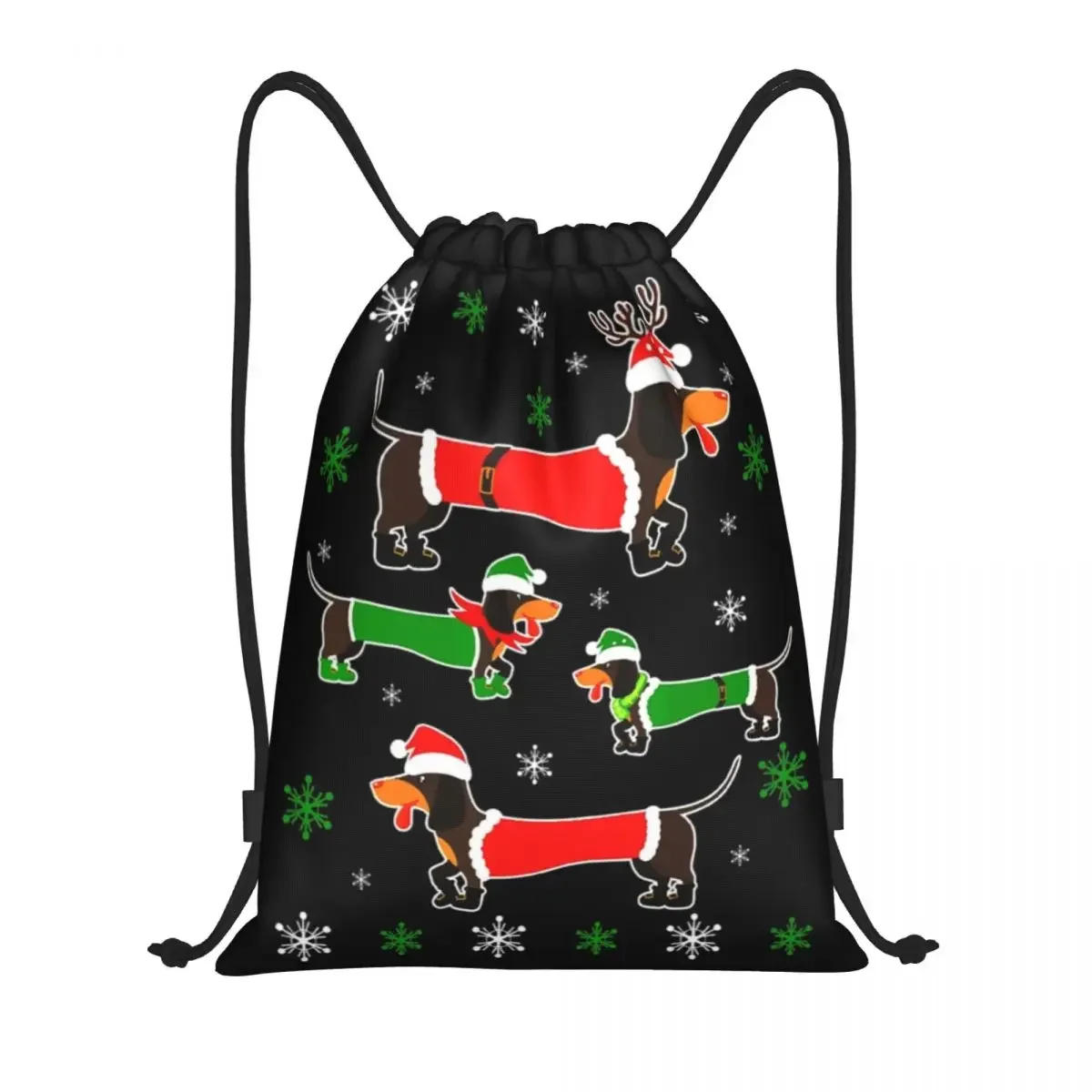 Christmas Dachshund For Dog Drawstring Backpack Sports Gym Bag for Men Women Funny Pet Sausage Lover Shopping Sackpack