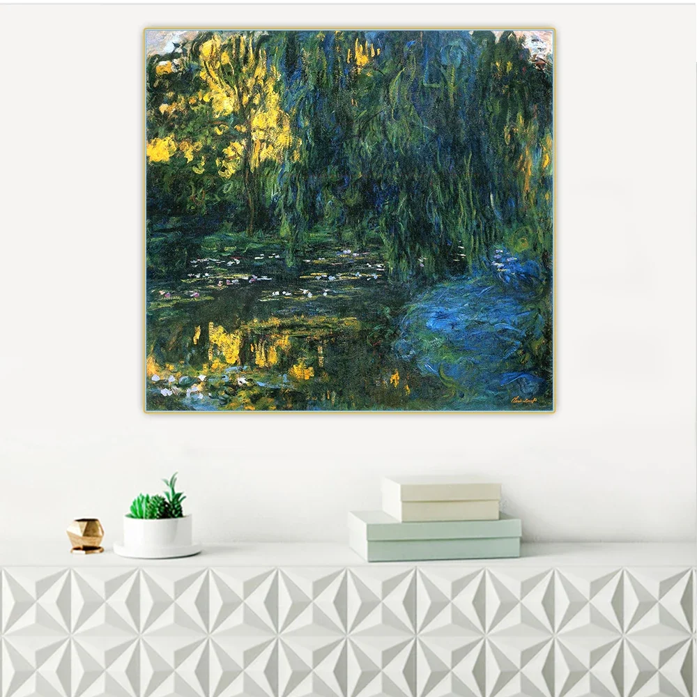 Citon Claude monet《Weeping Willow and Water-Lily Pond,1916-19》Canvas Oil Painting Picture Wall Background Decor Home Decoration