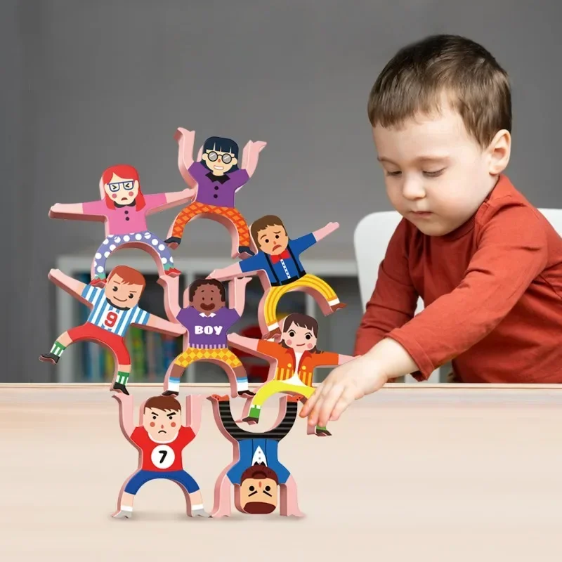 20 Pieces of Toy Hercules Balance Arhat Stack High Wooden Building Blocks Early Education Puzzle Interactive Table Games