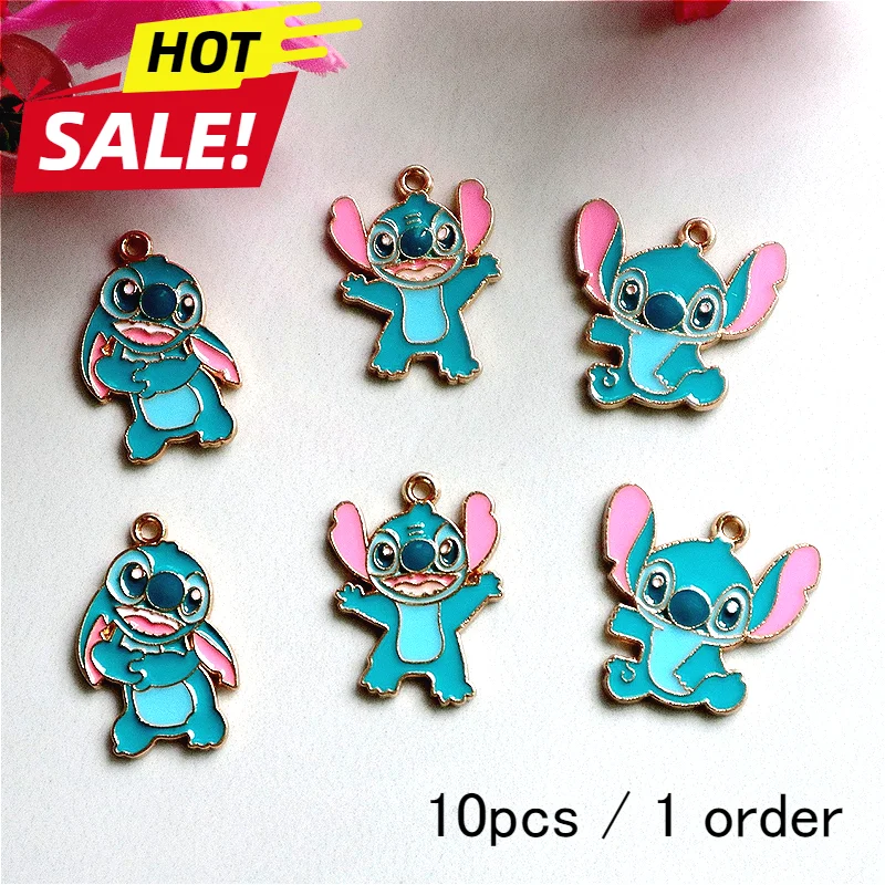 

10pcs Cartoon Anime Cute Stitching Alloy Enamel Pendant Fun Popular Metal Charms DIY Necklace Bracelet Earing Keychain Accessory