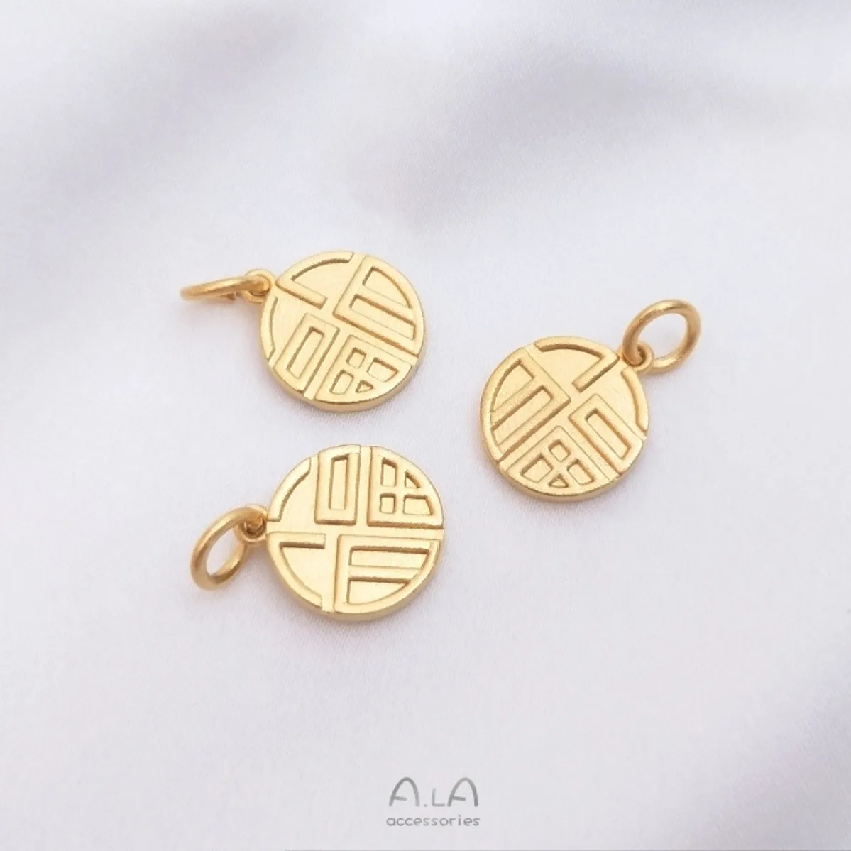 Vintage Vietnam Gold Fu Tag Pendant Chinese Blessing Charms DIY Bracelet Necklace Handmade Jewelry Accessories