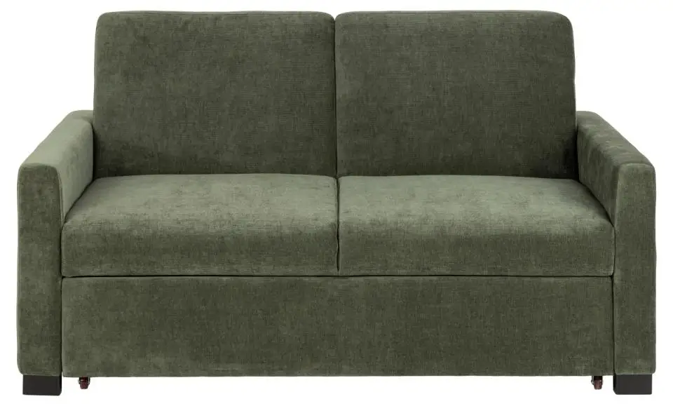 Traditional Style Green Two-Seater Fabric Sofa With Sponge Filled Soft Cushions Durable And Eco-Friendly