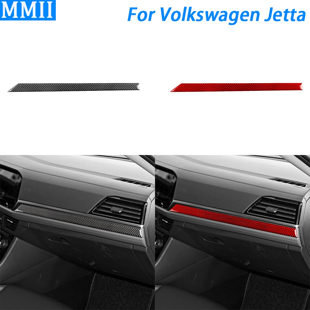 

For Volkswagen Jetta 2019-2023 Carbon Fiber Co-pilot Dashboard Panel Trim Strips Car Interior Decoration Accessories Sticker