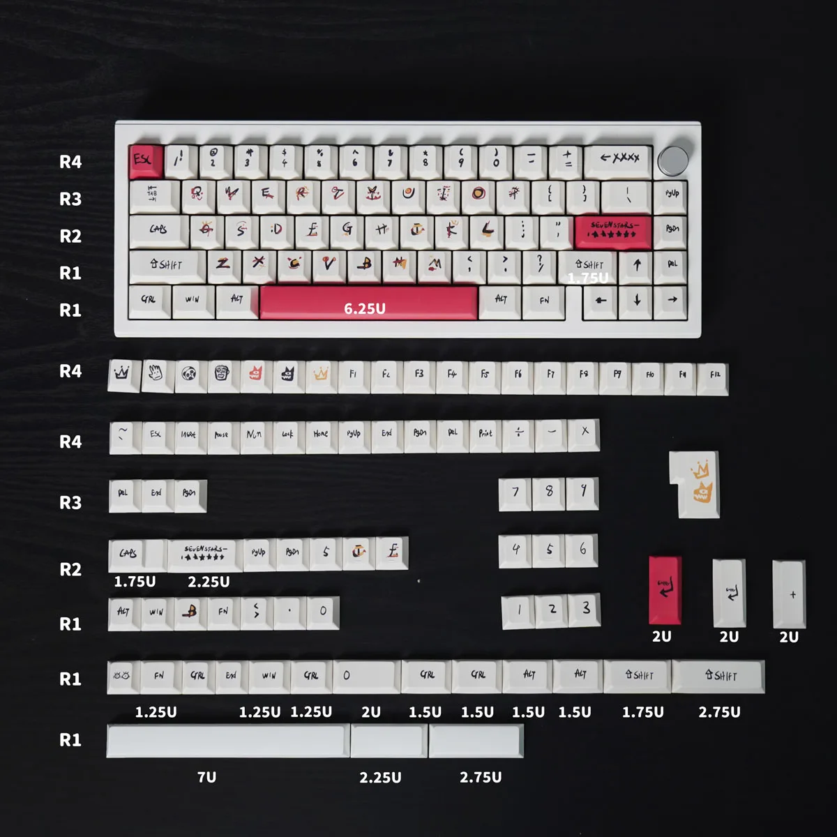 Cherry Profile PBT Fendai Keycap 146 key Big Set Dye-Sub Custom Fonts For Mechanical Keyboard ISO layout 7U Space bar Basquie