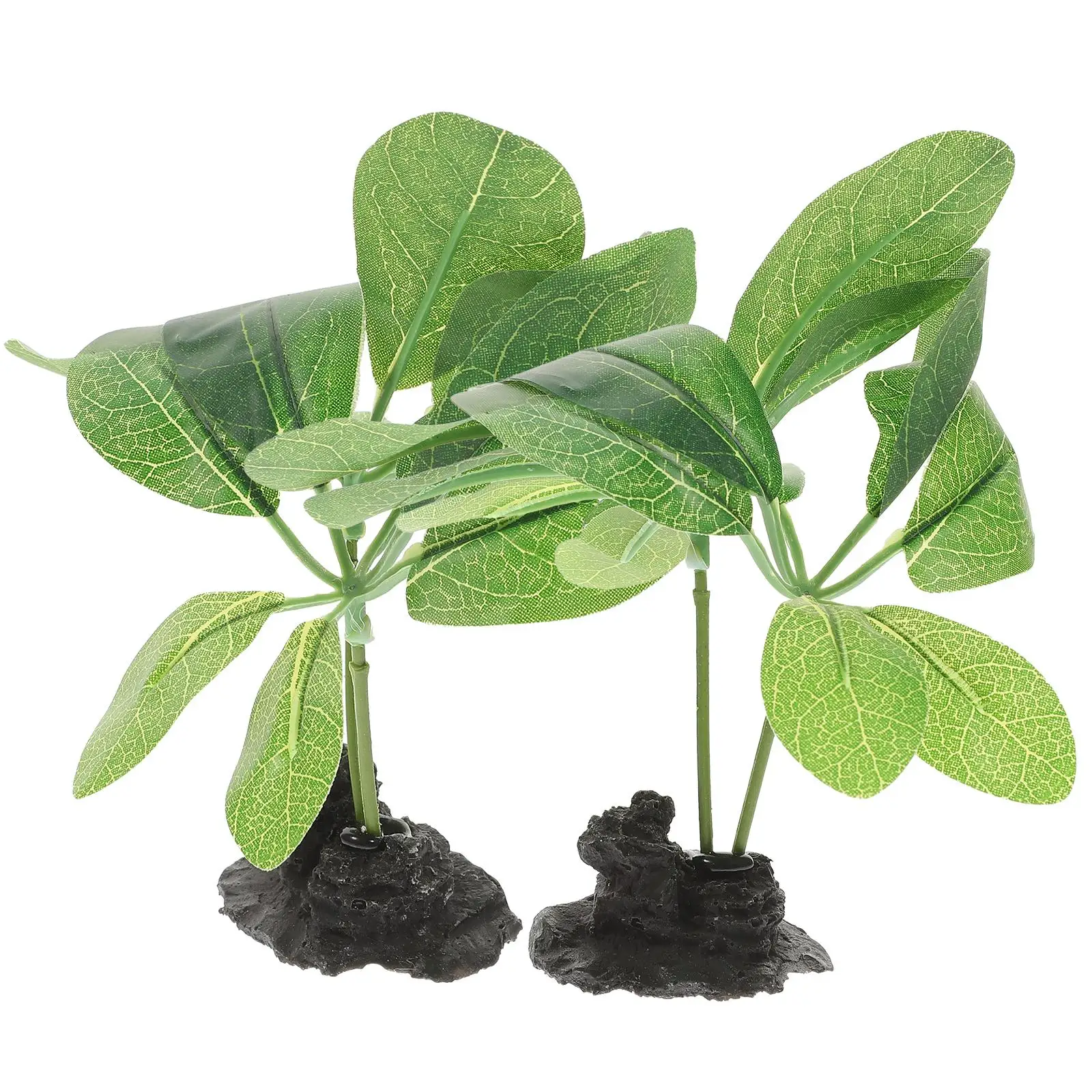 

2 Pcs Fake Aquarium Plant Decor Compact Fish Tank Supplies Realistic Desktop Decoration Plastic Accessories Home Pet