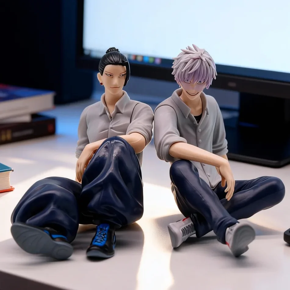 Satoru Gojo Statue Jujutsu Kaisen Figur Geto Suguru Sitzhaltung Action Figuren Gefängnis Reich Anime Modell Pvc Ornament Spielzeug