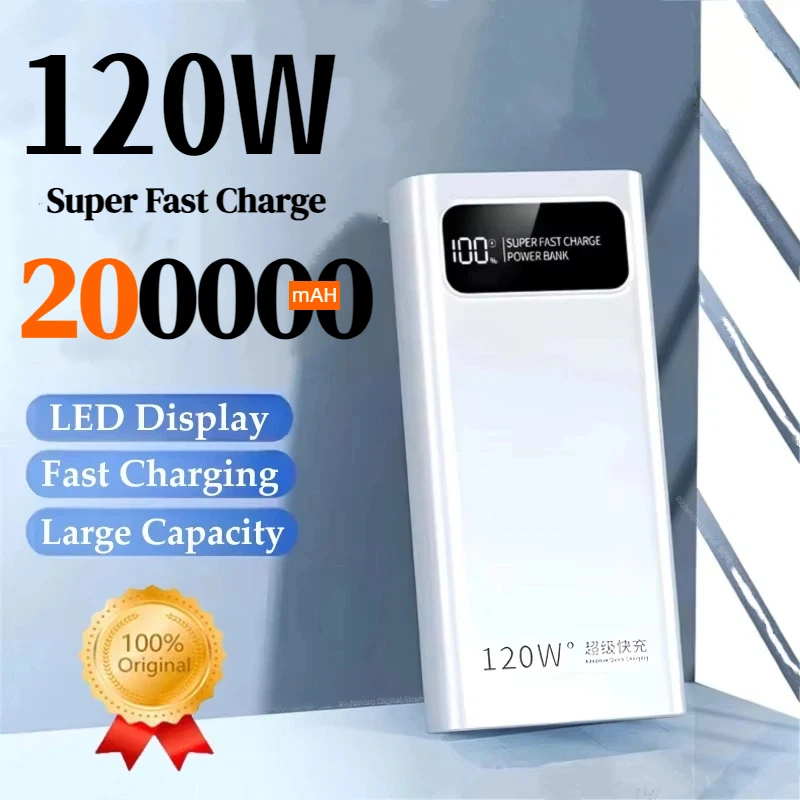 

120 Вт Power Bank 200000 мАч сверхбольшой емкости Powerbank Super Charge Портативный внешний аккумулятор со светодиодным дисплеем CCC HOT