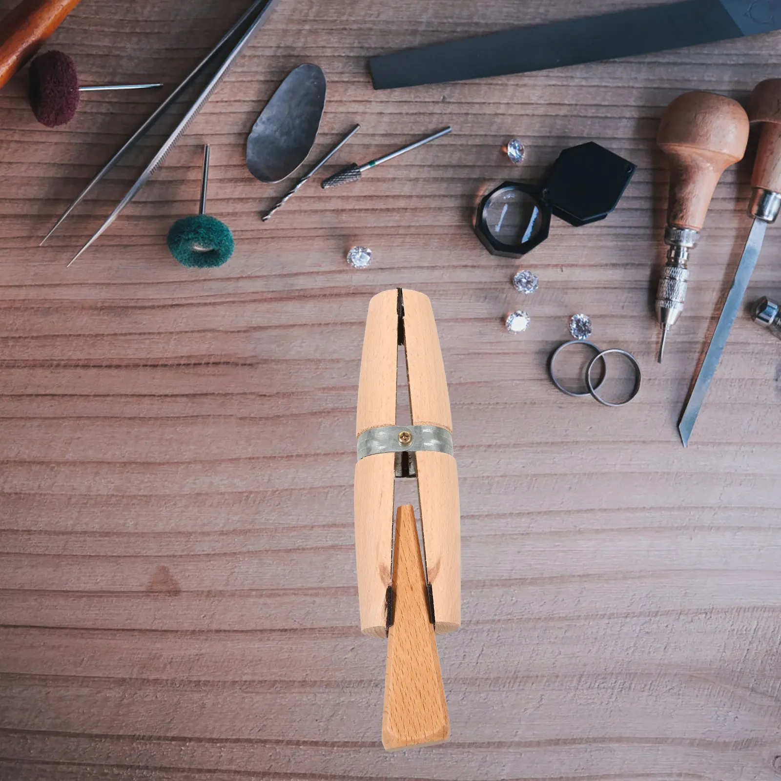 

Wooden Ring Clamps Jewelry Making Tools Wedge Fixture for Polishing Engraving Repair DIY Smooth Jaw Professional Use
