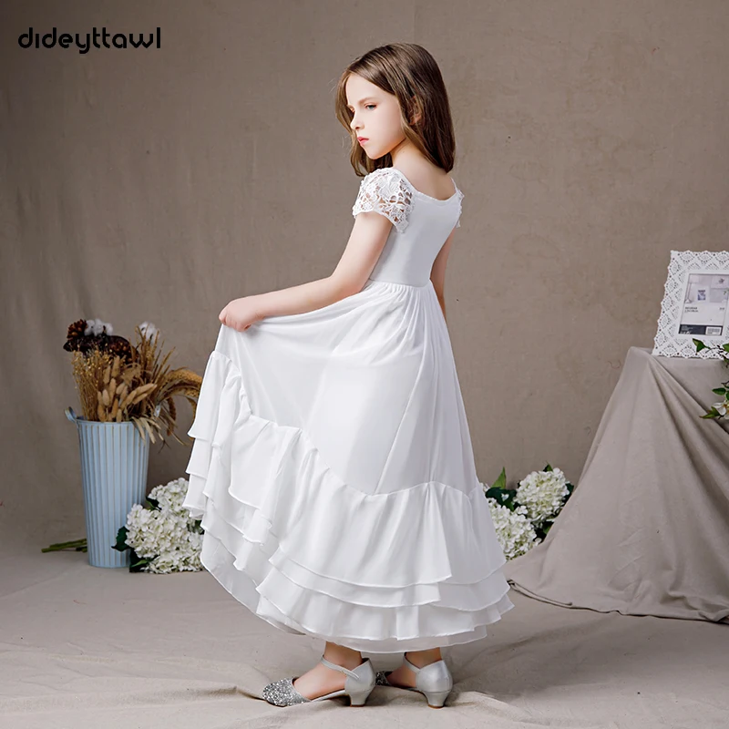 Dideyttawl Customized Chiffon First Communion Dresses Simple Cap Sleeve Junior Bridesmaid Gown Concert Birthday Party Pageant