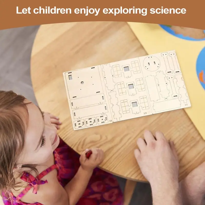 Conjunto de modelo de satélite de madeira, artesanato manual, projeto de montagem, kits de brinquedos para crianças, brinquedos educativos científicos