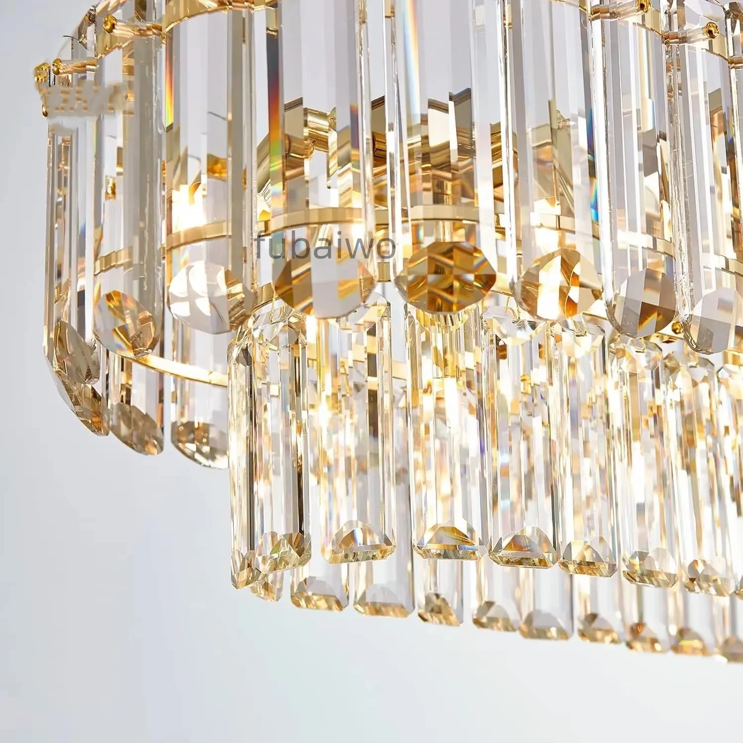 Gold Crystal Chandeliers Dining Table Light Large Rectangle Luxury Pendant Light Fixture for Kitchen Island Entryway Living Room view 5