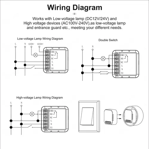 Imagen 2 del producto GIRIER Tuya módulo de interruptor inteligente ZigBee 5A contacto seco relé de interruptor Universal DC 12/24V AC 100-240V funciona con Google Home Alexa