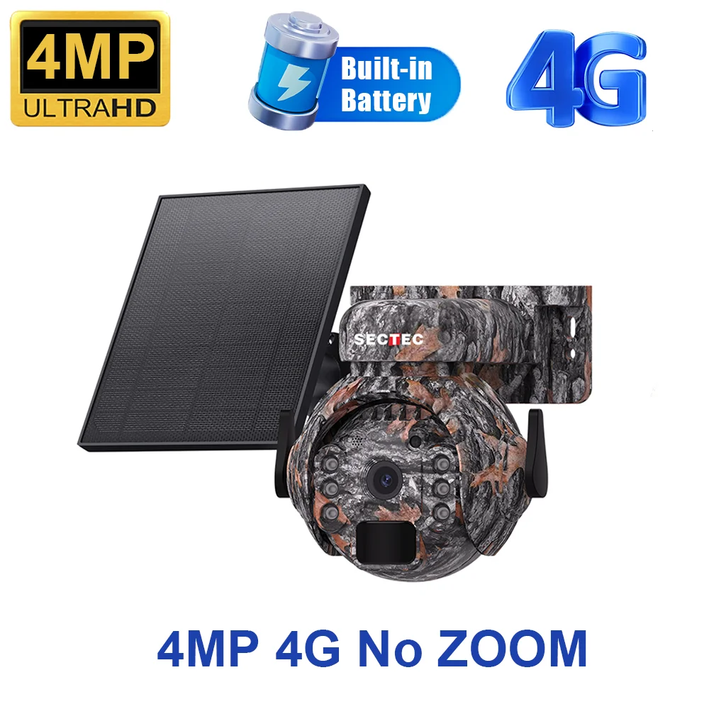 SECTEC 12X ZOOM 4K 8MP Solar Camera Dual lens 4G 360° View Camouflage Color Outdoor Hunting Camera 7800mAh Battery Ubox app image 3