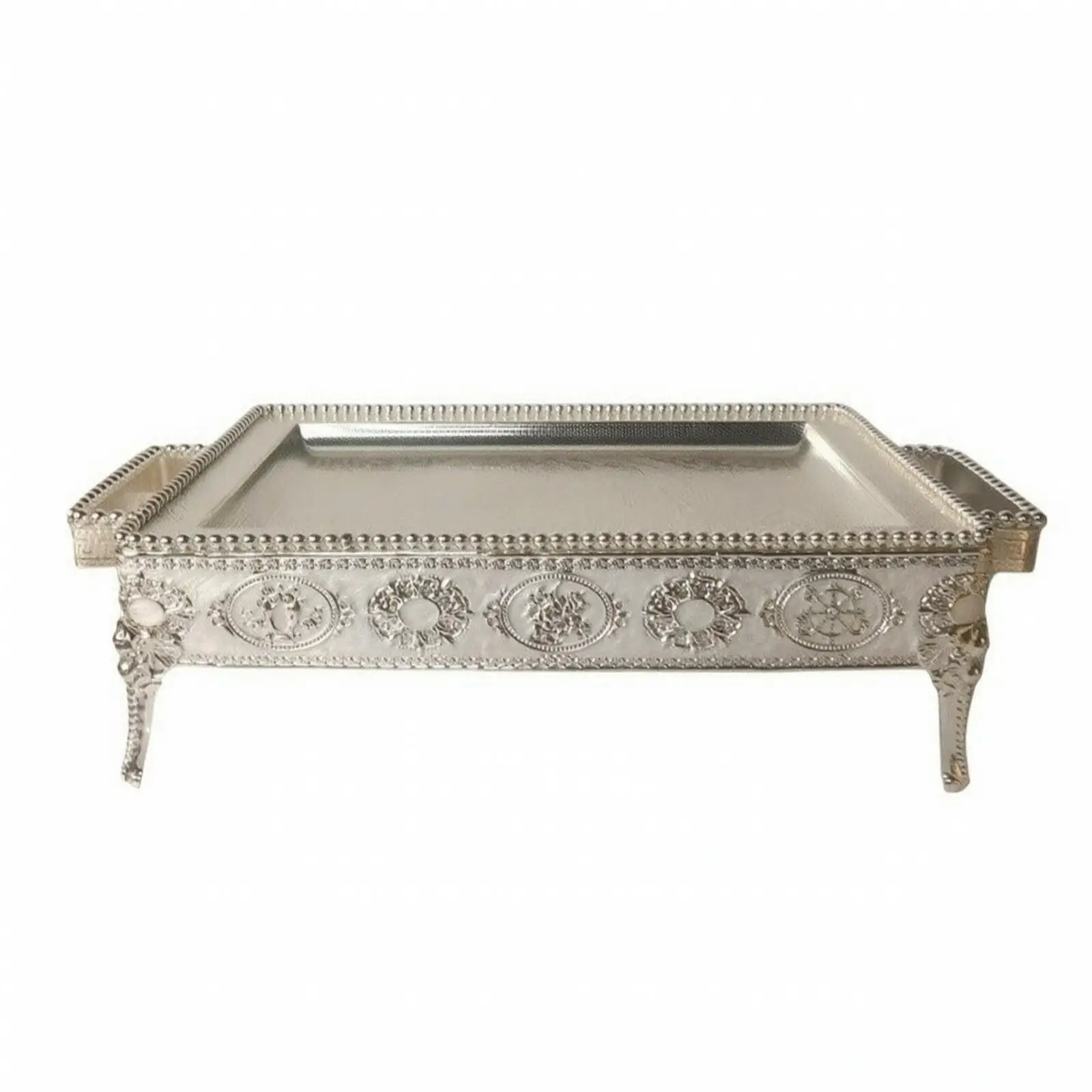 Serving Tray with Handles Embossed Metal Serving Tray Serveware Easy to Clean