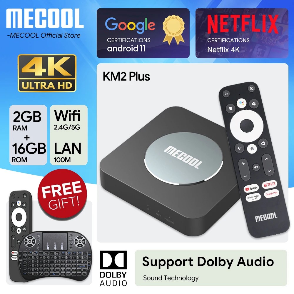 

MECOOL Android TV Box KM2 Plus 4K Amlogic S905X4 2G DDR4 Ethernet WiFi Multi-streamer HDR 0 TVBOX Home Media Player Set Top Box