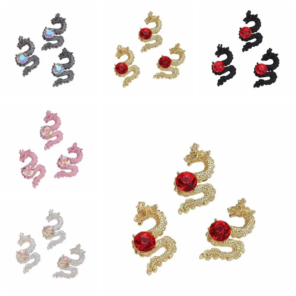 3Pcs/set Metal Nail Art Drills Dragon Nail Decorations Alloy Nail Charms Manicure Ornaments Dragon Nail Accessories Nail Jewelry