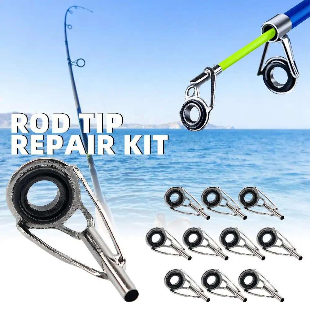 10Pcs Sea Rod Guide Rings, Rocker Rod Top Rings, Stainless Steel Lure Top Rings, Long-Range Fishing Rod Modification Accessories