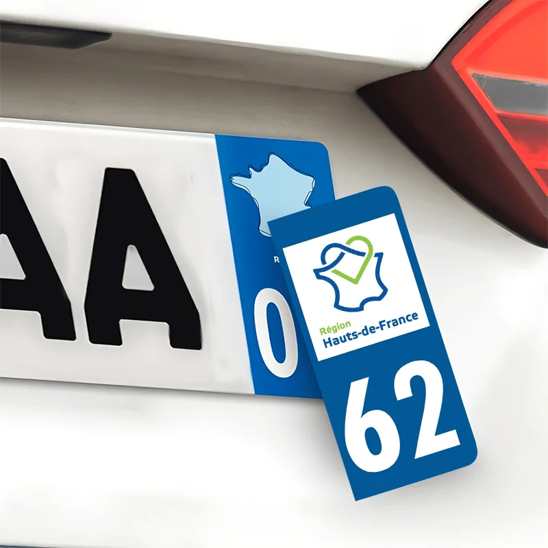 2Pcs/Set France Hauts-de-France 62 Plate Stickers, Waterproof Pas-de-Calais Emblem Decals for Car and Motorcycle
